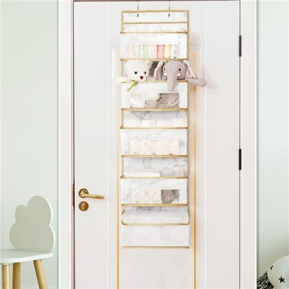 Over Door Hanging Organizer 5 Shelf Marble Closet Storage for Bathroom Nursery - Picture 4 of 6
